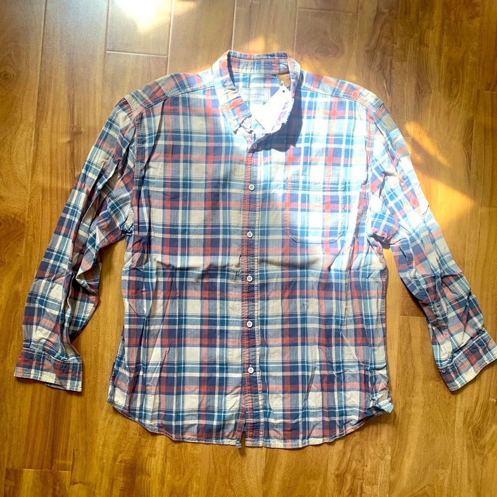 Mens Clear Water Outfitters Plaid Button Up Shirt Size Large